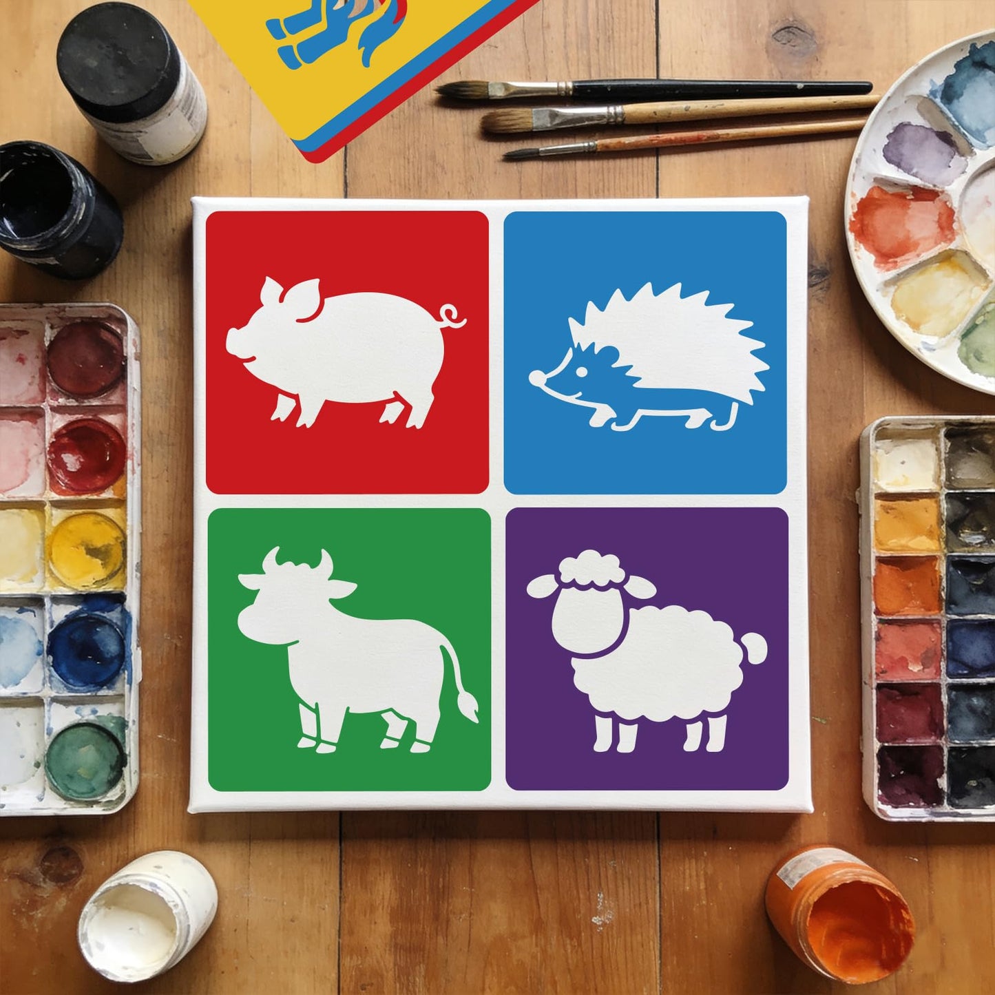 CUTHOLLOW 25 PCS Animal Painting Shape Stencils Sets - 8 Inch Reusable&Washable Drawing Template, Different Animals Primary Themed Sidewalk Chalk Art Stencils Kit for Craft Room Wall Paper
