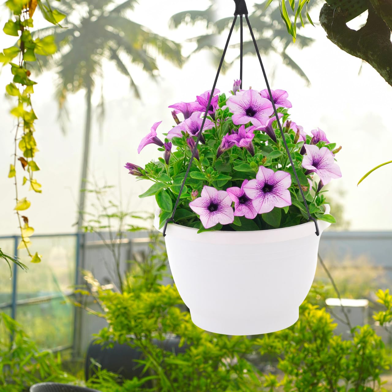 Garneck 10pcs Multi Purpose Hanging Hooks for Indoor Plants and Outdoor Lighting Plastic Flower Pot Holders for Garden Balcony and Living Decor