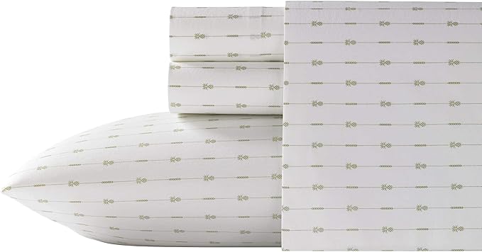 Tommy Bahama - Queen Sheets, Cotton Percale Bedding Set, Crisp & Cool, Stylish Bedding Set (Pineapple Pinstripe Green, Queen)
