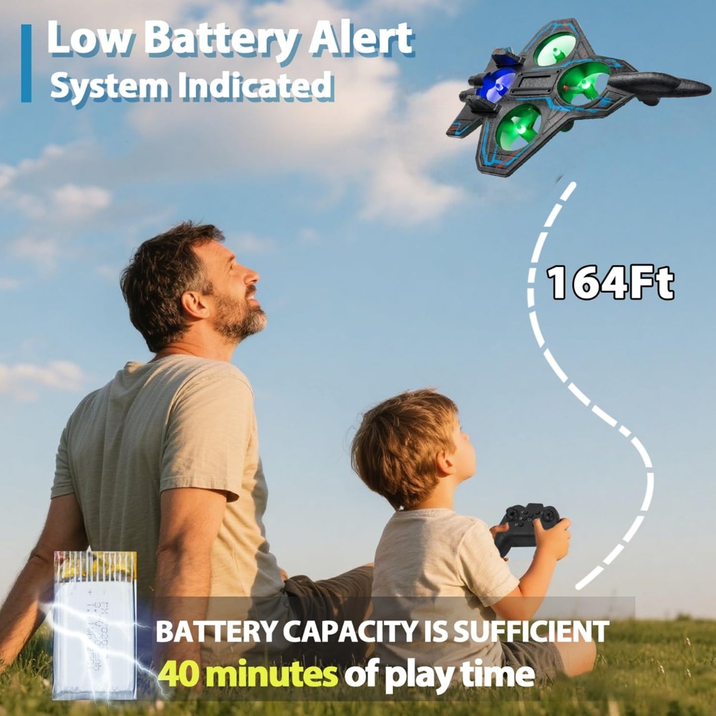 Remote Control Airplane RC Plane for Kids Adults, Easy to Fly 2.4GHz RC Fighter Jet Model Plane, Durable Foam Glider Aircraft for Beginners with Long Flight Time - Best Gift Toy