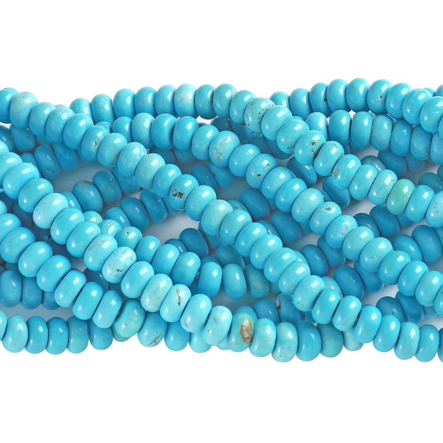 76pcs 5x8mm Natural Stone Blue Turquoise Rondelle Spacer Loose Beads Abacus Disk Stone Round Loose Gemstone Beads for Jewelry Making DIY Bracelet Necklace