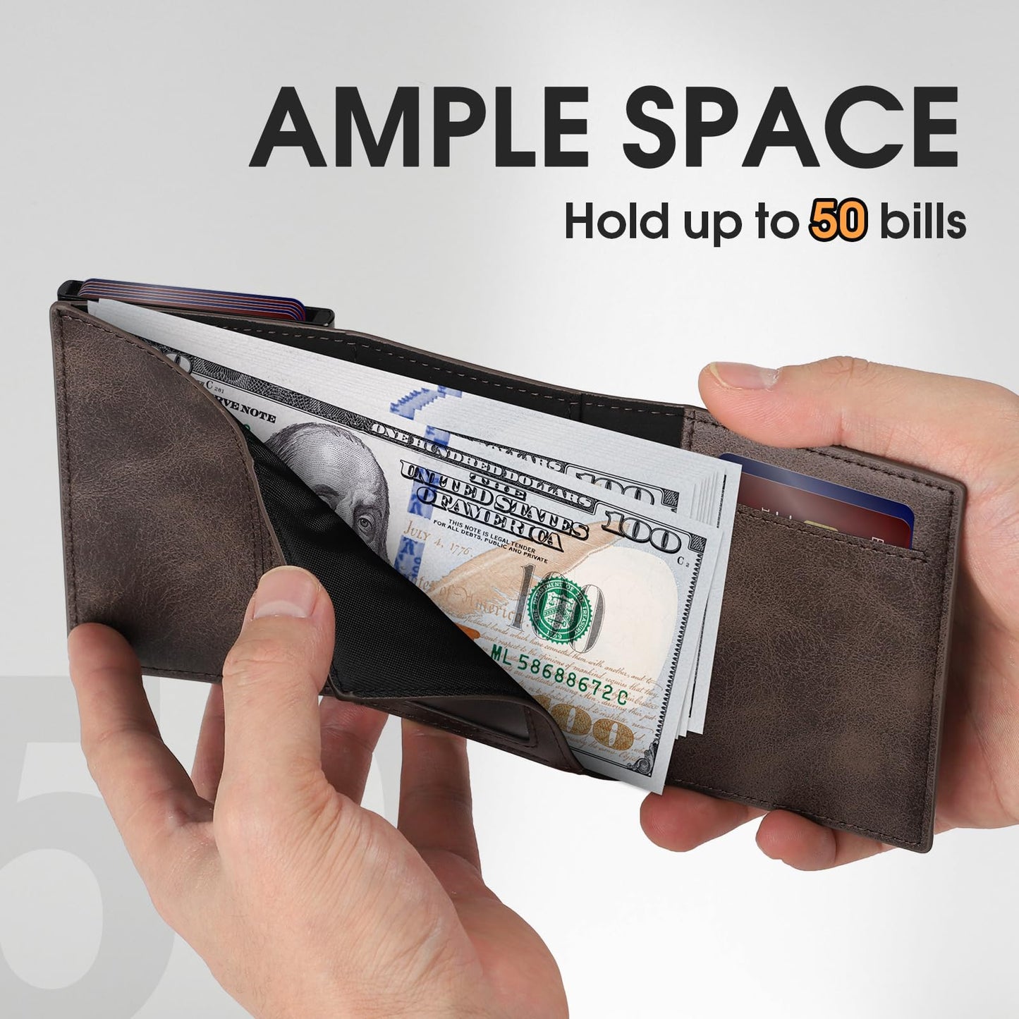 GAOCHALE Mens Wallet for Samsung Smarttag2 Pop up Card Holder Compatible with Samsung Tag RFID Blocking Wallet for Men 10-14 Card Capacity | ID Window | Cash Slot(Coffee)