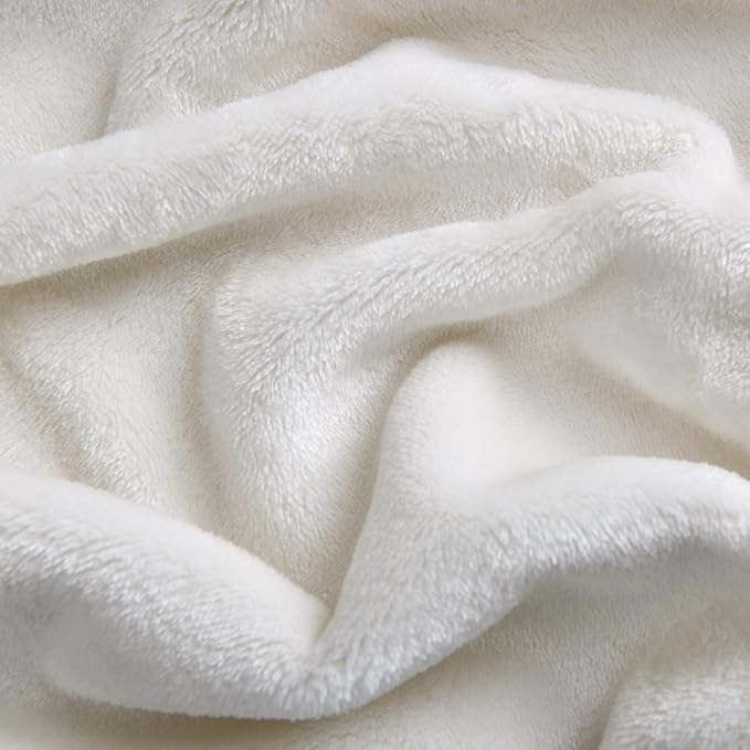 SOCHOW Flannel Fleece Blanket Twin Size, All Season Super Soft Cozy Blanket for Bed or Couch, Cream White, 60x80 inches