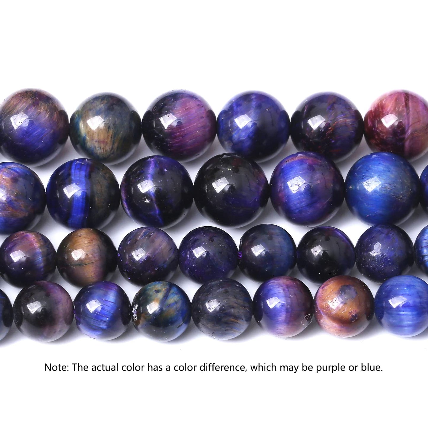 36PCS 10MM AAA Blue Purple Starry Sky Tiger Eye Stone Beads Natural Gemstone Bead Crystal Healing Energy Jewelry Making DIY 15 inches