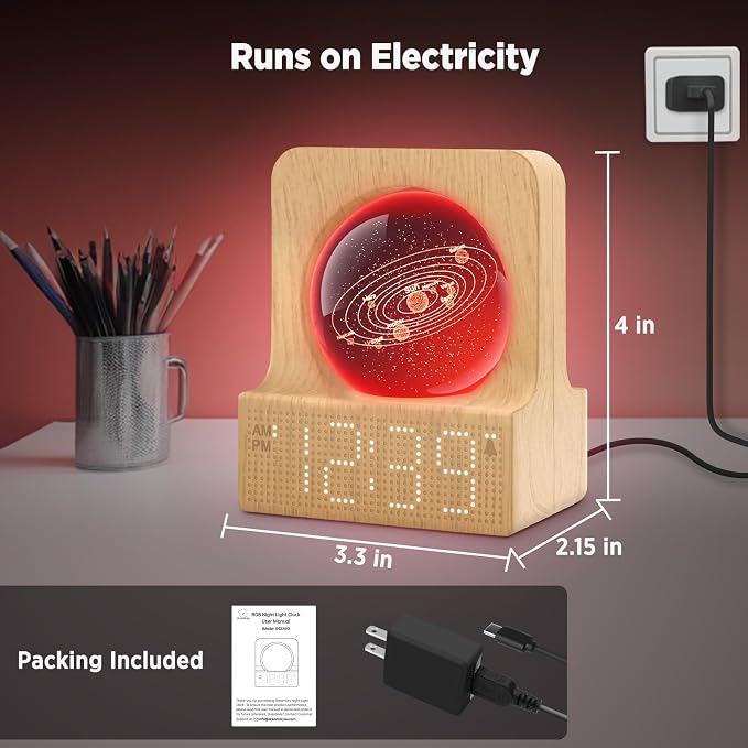 DreamSky Space Alarm Clock for Kids Teens with RGB Night Light for Bedroom