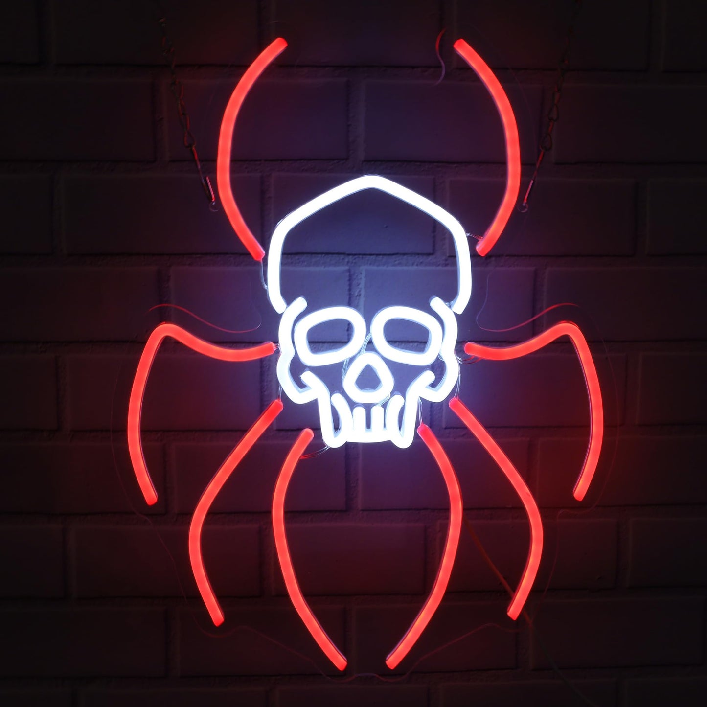 Spider Skull Neon Sign, Halloween Skull LED Light for Party & Home, Creepy Skull Decor Wall Sign for Halloween Decorations, USB Powered Halloween LED Sign for Holiday Party Decor