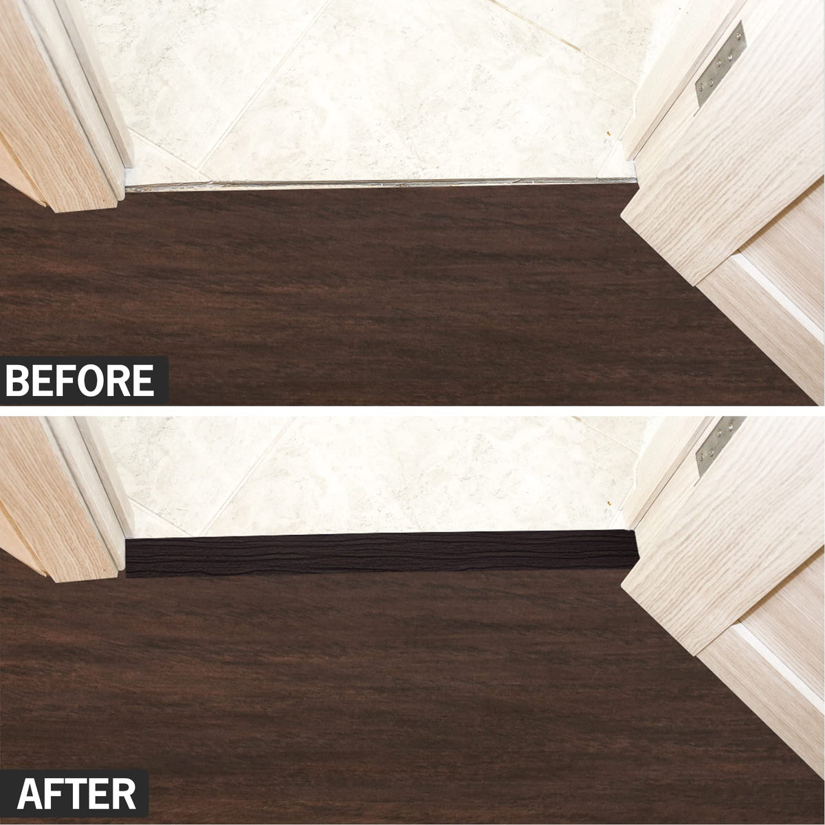 16.4Ft Floor Transition Strip Self Adhesive Vinyl Cover Floor Strip Flat Divider Transition Strip Wood Grain Design for Laminate Floor Gaps and Doorway Transitions (16.4 Foot)