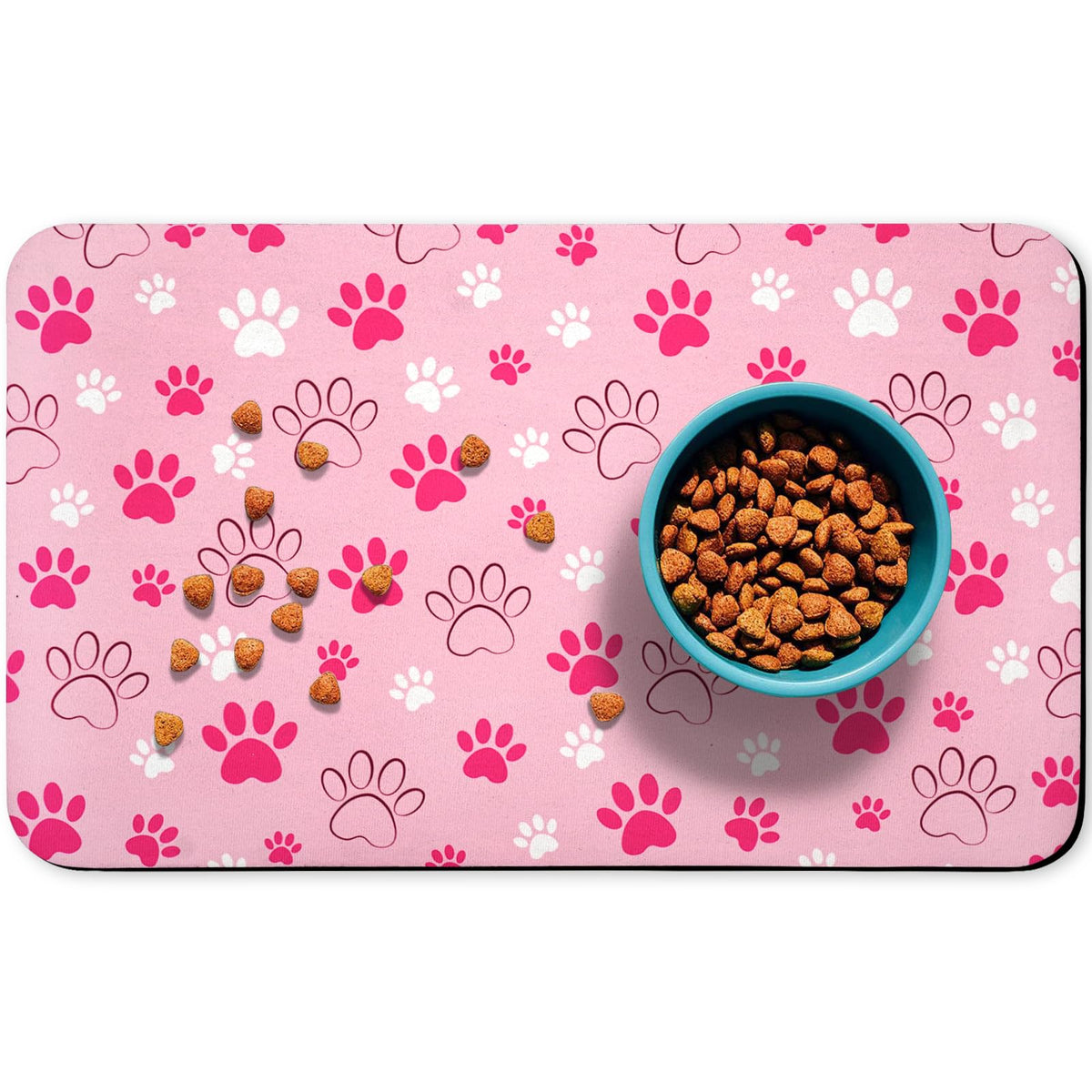 Dog Food Mat, Absorbent Water Bowl Mats Cat Pet Feeding Placemats Green 32 * 24 inch