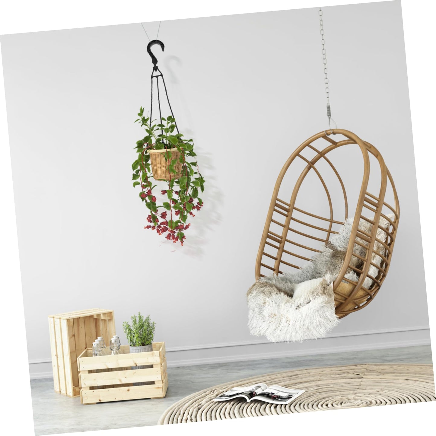 FONDOTIN Hanging Baskets for Plants 5 Pack Plant Hooks Flower Pot Hangers Easy Assembly Durable for Outdoor Use