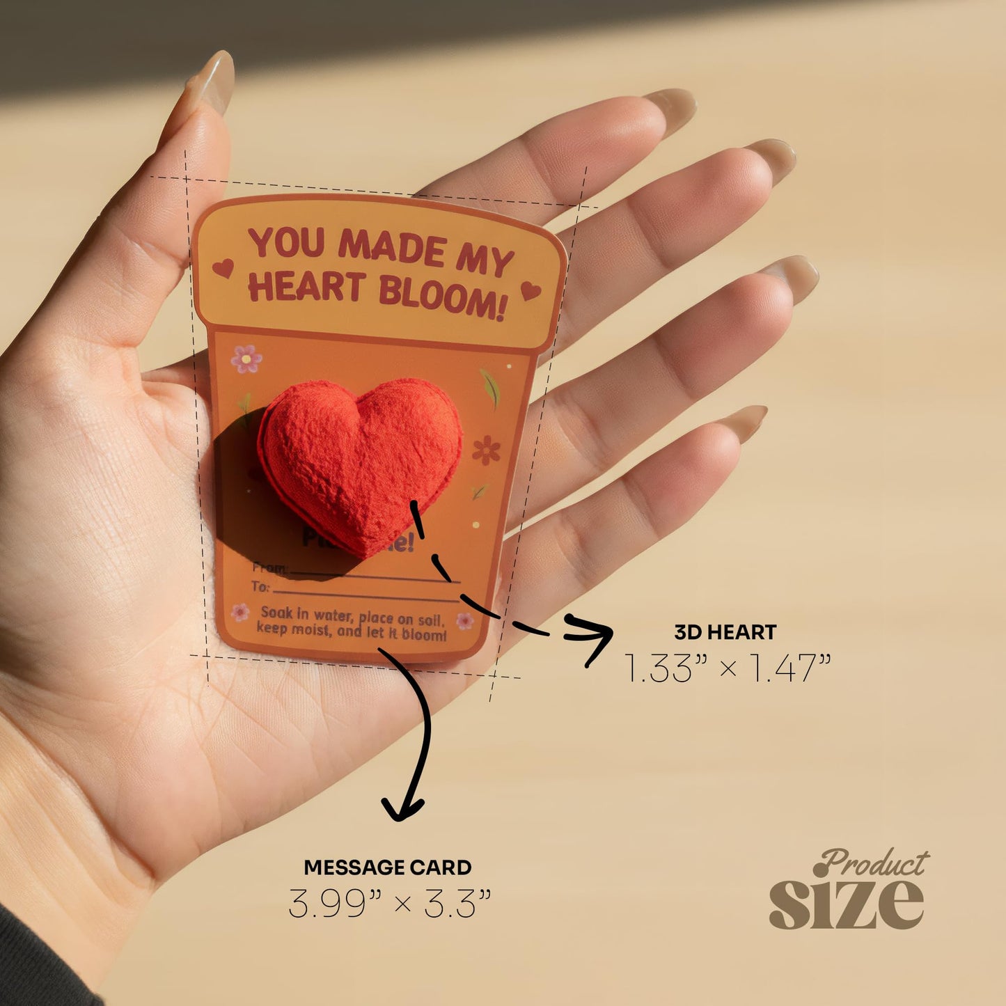 Seed Bloom 3D Heart Seed Paper Gift Set – 24 Plantable Heart Shapes with Wildflower Seeds, Includes Cards & Double-Sided Tape, Ready-to-Gift For Valentines Day Gift, Weddings & Special Occasion Favor