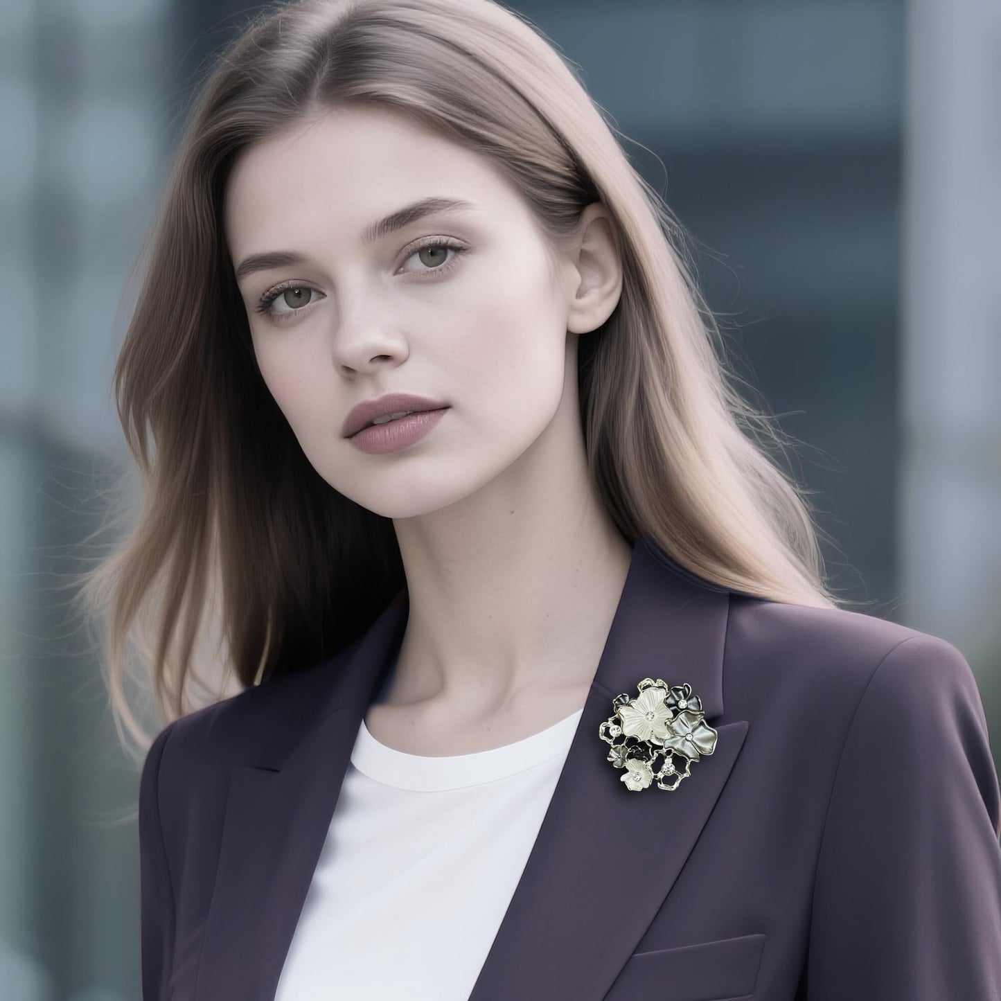 SinglinArt Flower Brooch for Women Rhinestone Crystal Jewelry