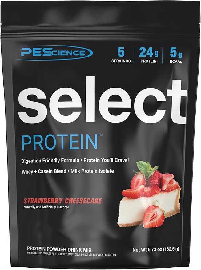 PEScience Select Low Carb Protein Powder, Strawberry Cheesecake, 5 Serving, Whey and Casein Blend, Keto Friendly, Gluten Free, Best Tasting, Clean Isolate for Women and Men