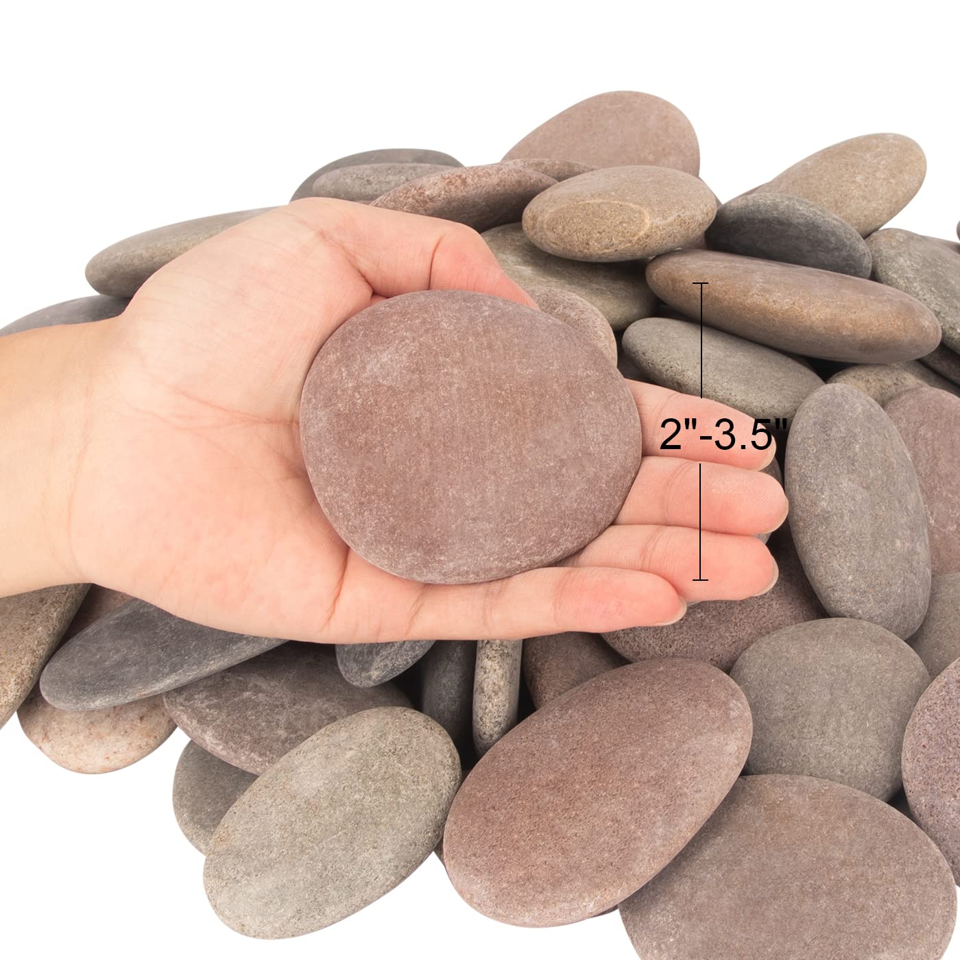 [About 94 PCS - 100 PCS](18 Pounds) Craft Rocks,Painting Rocks,2.1"-3.5" River Rocks,Flat Rocks,DIY Rocks,Painting Stones,Smooth Rocks