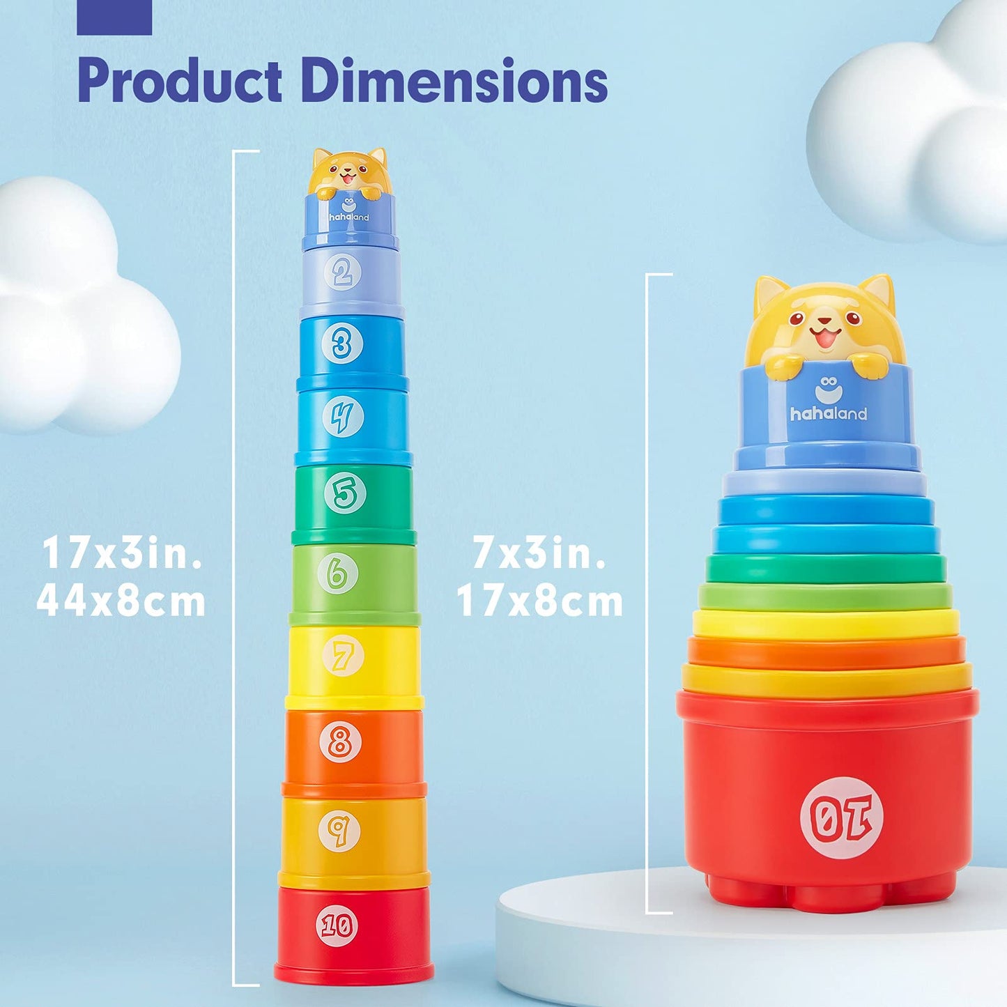 hahaland Stacking Toys for Toddlers 1-3 - Stacking Cups - Toddler Toy Age 1-2 Learning Montessori Toys for 1 Year Old Boy Baby Stacking Cups 12-18 Months