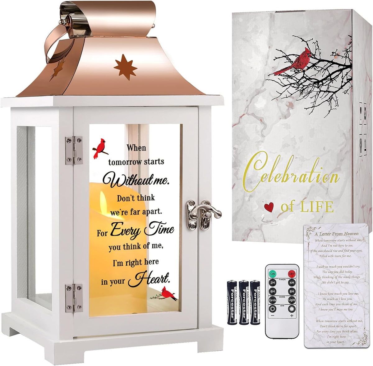 Memorial Lantern, Sympathy Gifts for Loss of Mom/Dad/Loved One, Bereavement Gifts, in Memory of Loved One Lantern,Celebration of Life, Memorial Gifts, Funeral Lantern,When Tomorrow Starts Without me