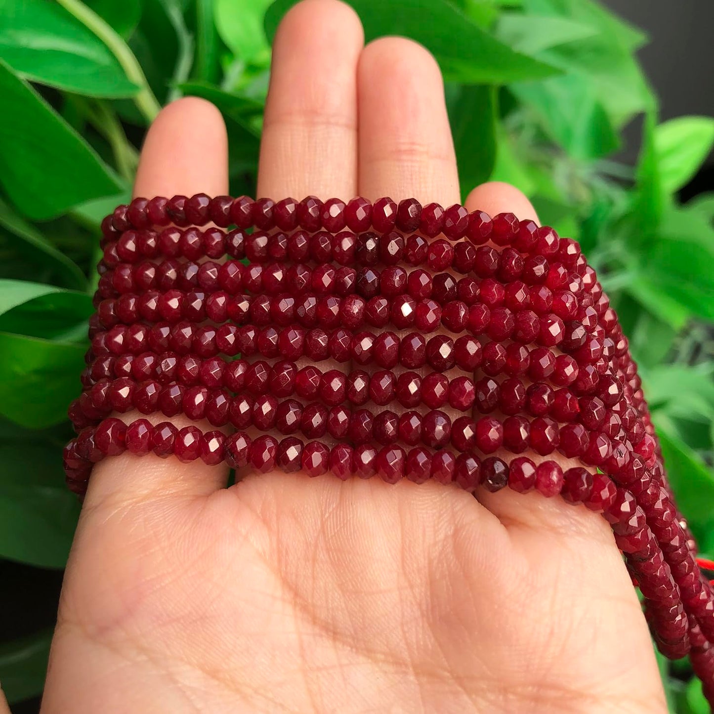 2 String 220PCS 3x5mm Natural Red Garnet Stone Beads for Jewelry Making, Songxi Facted Loose Gemstone Beads for DIY Bracelet Necklace Making Supplies with Energy Healing Chakra Power