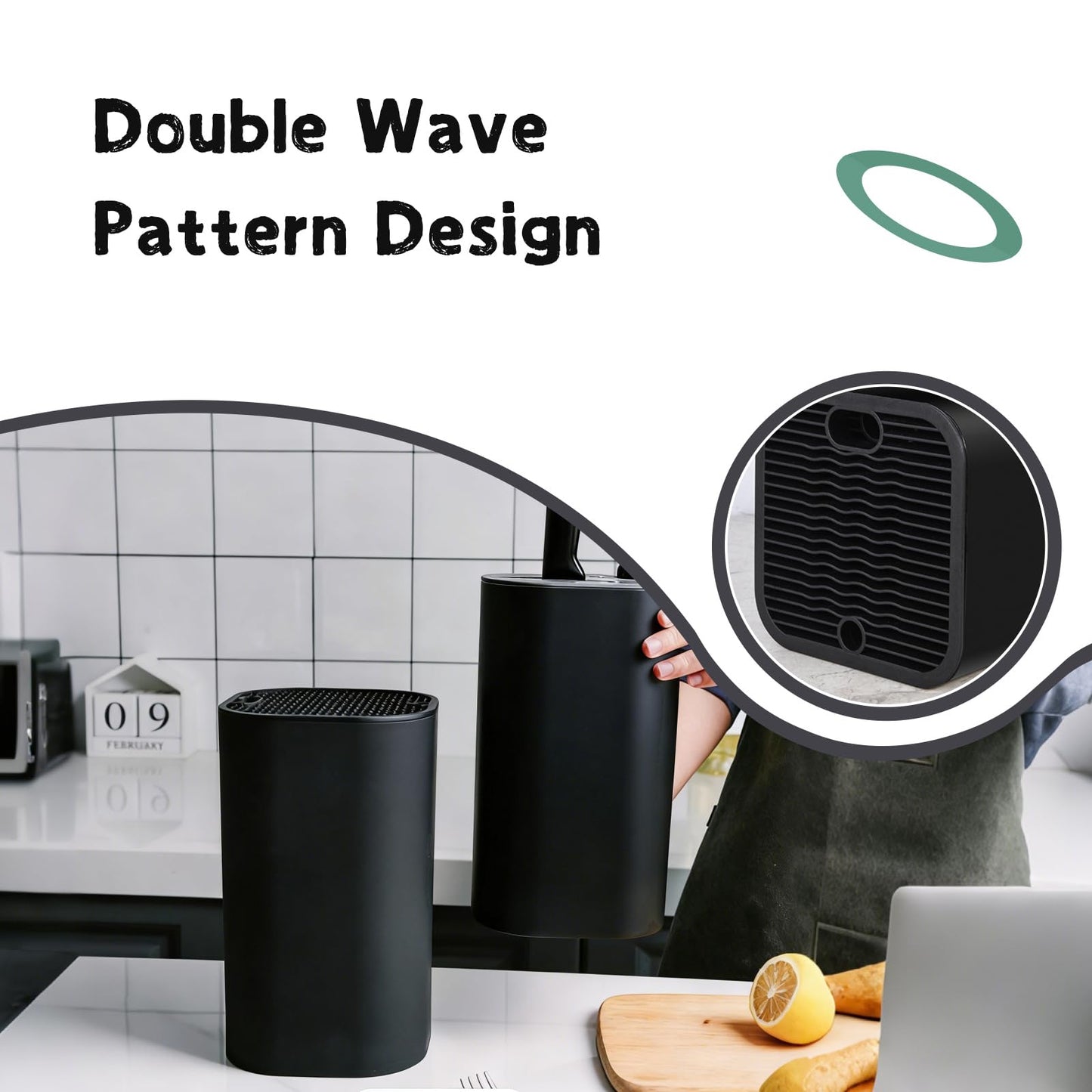 Universal Knife Block, Detachable Square Knife Storage Holder (Knives Not Included) - Black Kitchen Knife Stand