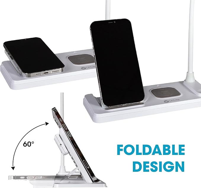 Ottlite LED Desk Lamp with Multi-Device Charging Station, White