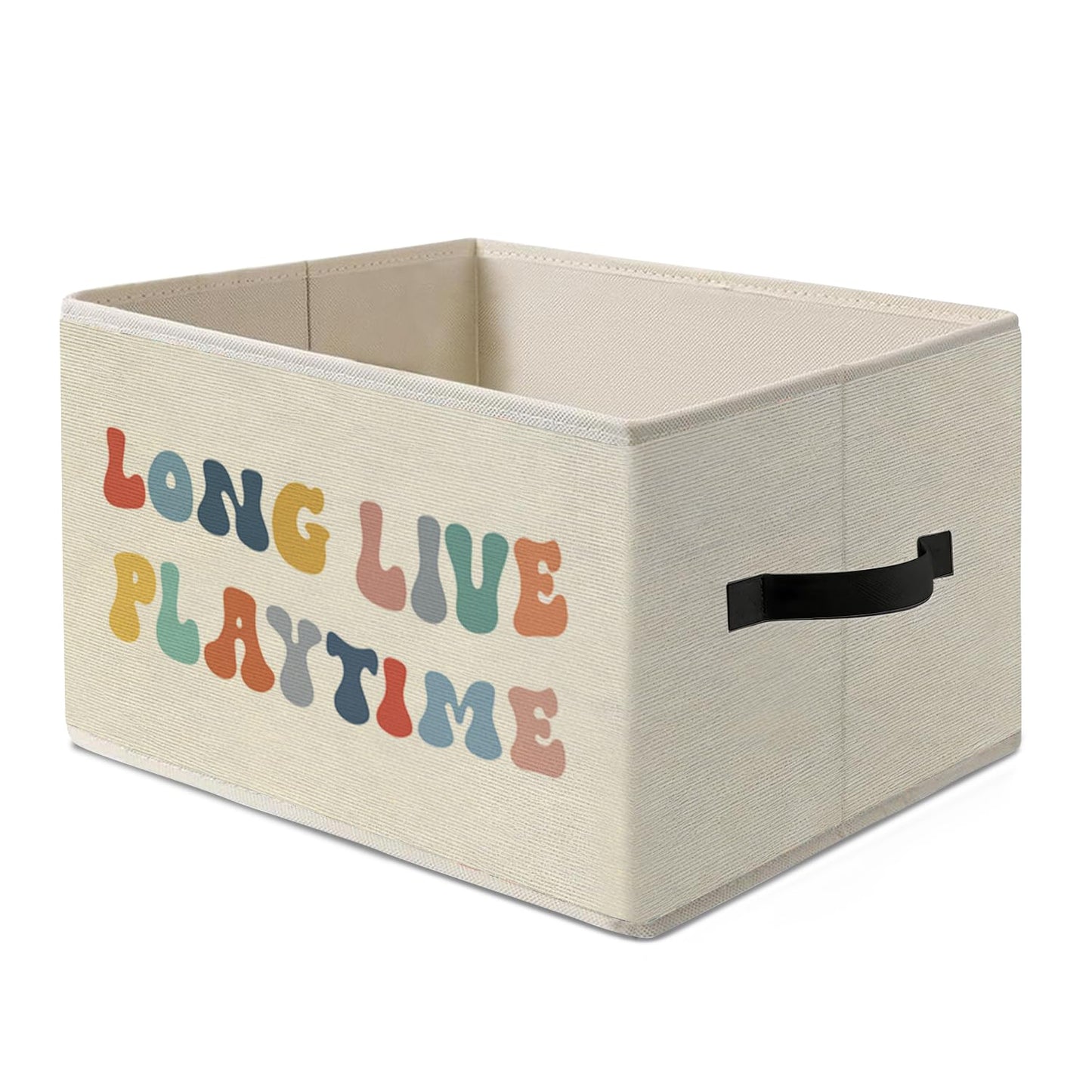 Dilemat Boho Long Live Playtime Toy Storage Bins Box, Playroom Decor,Foldable Collapsible Storage Basket Organizer for Toddler Nursery Room Bedroom Playroom Toys Books Clothes
