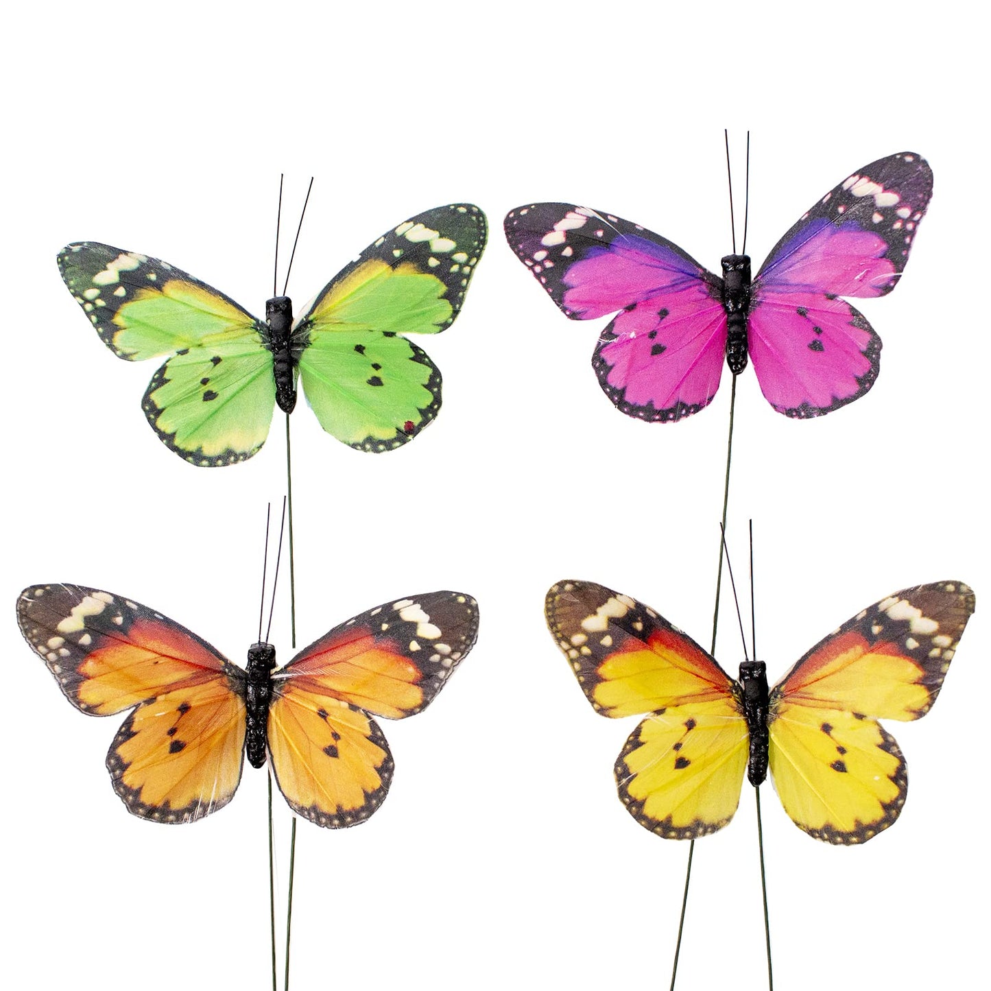 Berfutall- Feather Butterfly Decorations Set of 12 with Wire Butterflies for Crafts Decorative Monarch Butterfly 4.7×2.7in Home Garden Decoration