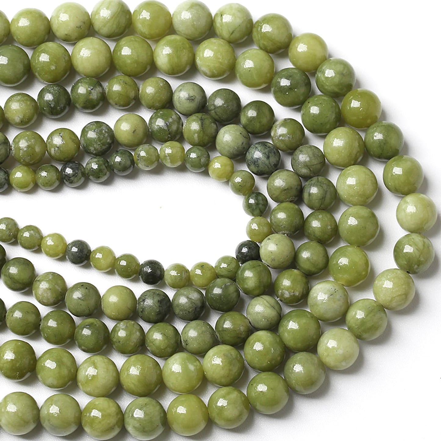 180pcs 4MM Natural Stone Chinese Green Jade Beads Round Loose Beads for Jewelry Making Bracelet 2 Strands 32"