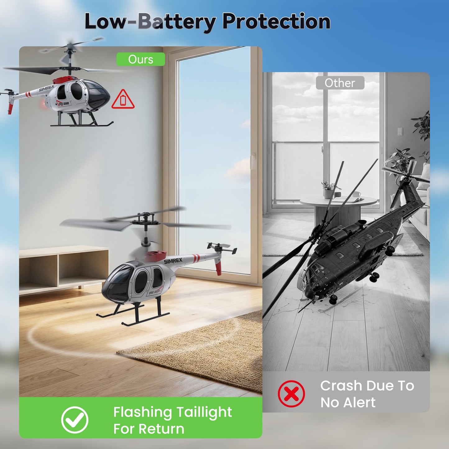 SIMREX RC Helicopter Toy for Kids & Beginners – Altitude Hold, 2 Speeds, Rechargeable with 2 Batteries, Indoor/Outdoor Hands-on Play, Ideal Gift for Boys Girls