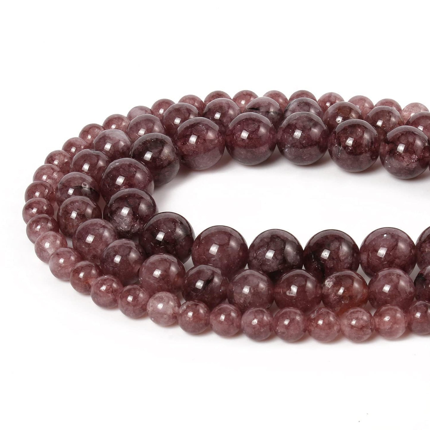 About 45pcs 8mm Natural Stone Beads Lepidolite Beads Crystal Gemstone for Jewelry Making, DIY Bracelet Necklace