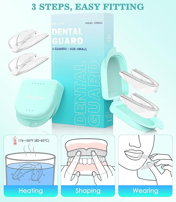 Mouth Guard for Grinding Teeth at Night,Upgraded Safety EVA Material, Night Guards for Teeth Grinding, Small (4 Pack),Transparent