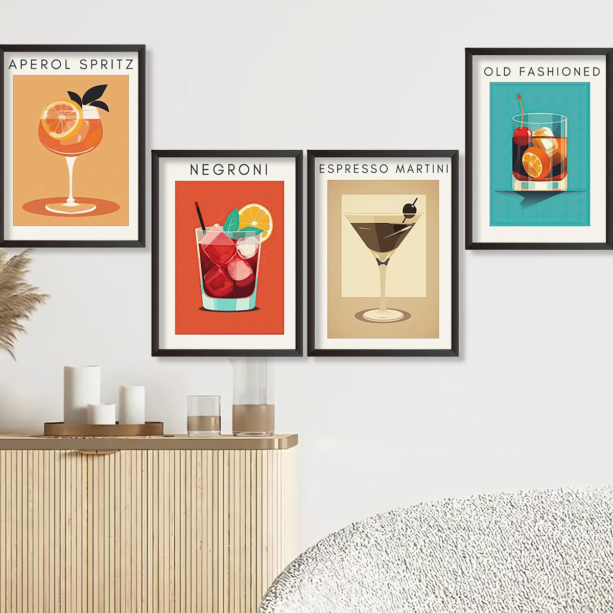 4 Pack Small Framed Paint by Numbers Kit for Adults Beginner,Easy Paint by Numbers Kit for Adult Frame Cocktail Paint by Number Kit for Adults Framed on Canvas Painting by Numbers for 8x12 Inch