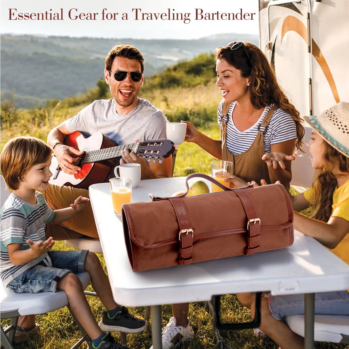 Eligara Bartender Kit Bag, 17-Piece Copper Bar Tool Set Cocktail Shaker Set with All Practical Bar Accessories, Portable Travel Cocktail Set with Shoulder Strap for Bartenders, Parties, Camping Trips