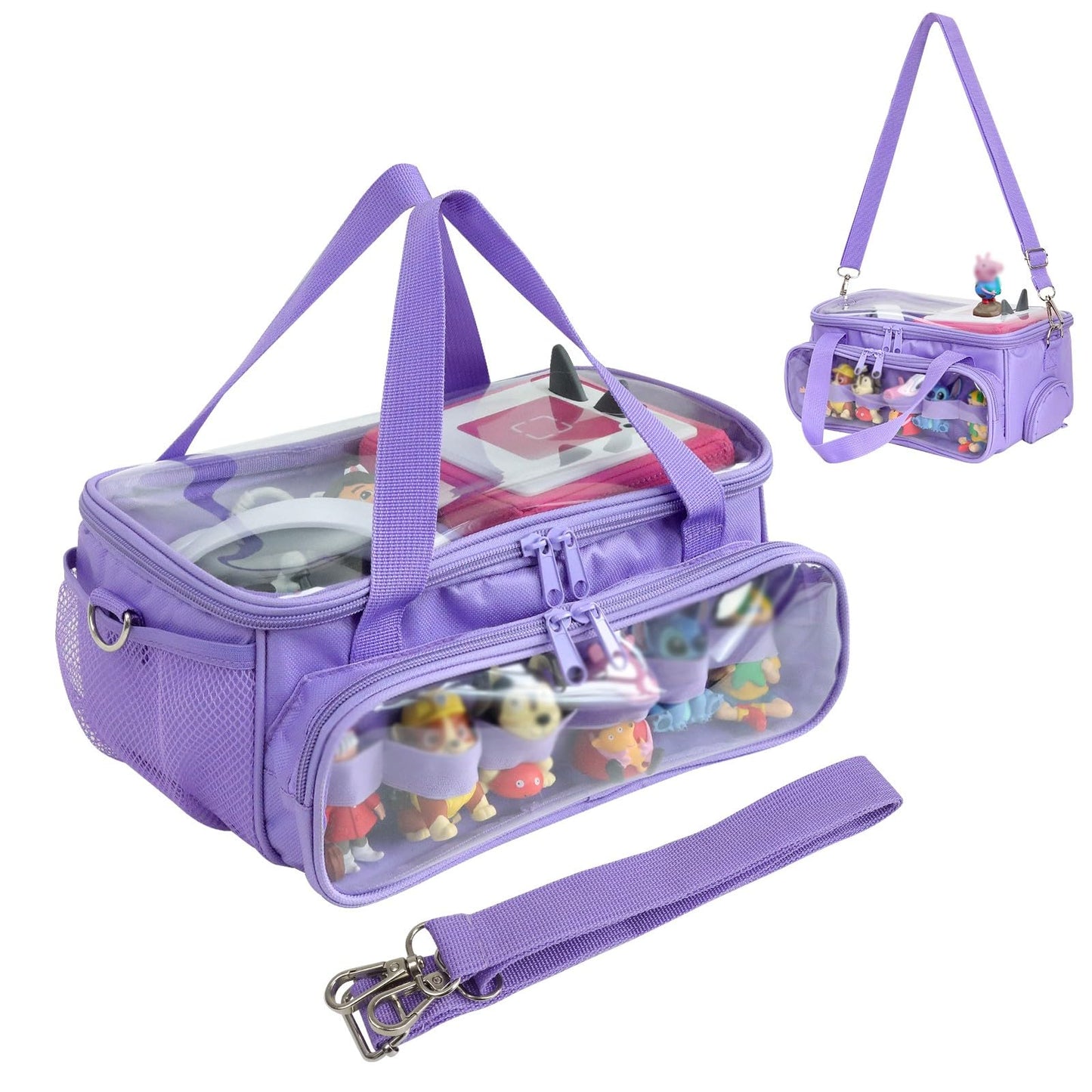 Demao Carrying Case for Tonie 2 &1 in Purple | All-in-One Portable Storage Box | Holds 20+ Figures for Tonies, Shockproof Travel Organizer | PVC Visual Cover-Plays Audio Figurines On-The-Go