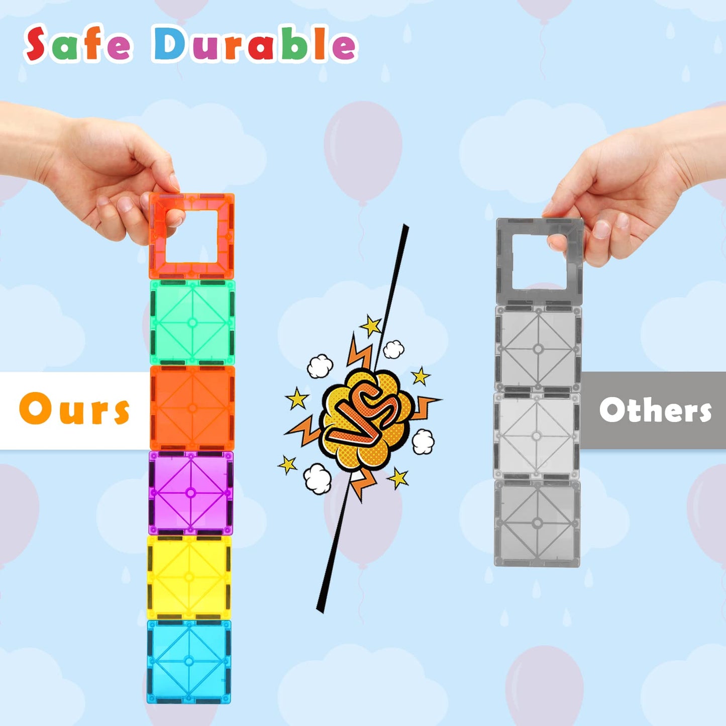 Gemmicc 2PCS Magnetic Cars + 63PCS Magnetic Tiles Set