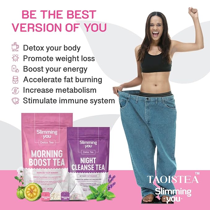 TAOISTEA 14 Day Detox Tea for Weight Loss, Body Cleanse, Metabolism Boost - Morning Boost and Night Cleanse Teas