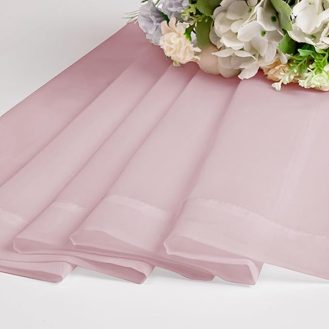 Chyhomenyc Blush Pink Sheer Valances for Windows - Light Filtering Small Kitchen Curtains, Rod Pocket Short Top Window Treatment Decor for Living Room Bathroom Basement, 42Wx16L inches, 2 Panels