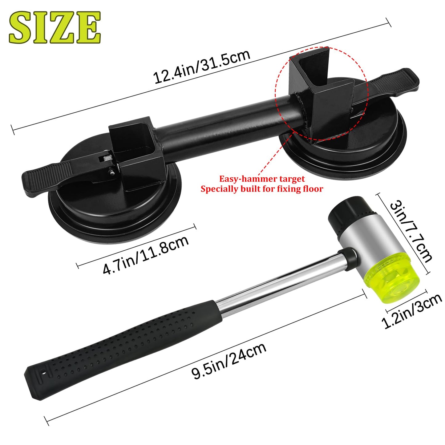 New Floor Gap Fixer Tool Includes Enhanced Suction Cup with Hammer Target & Rubber Mallet for Laminate Floor Gap Repair