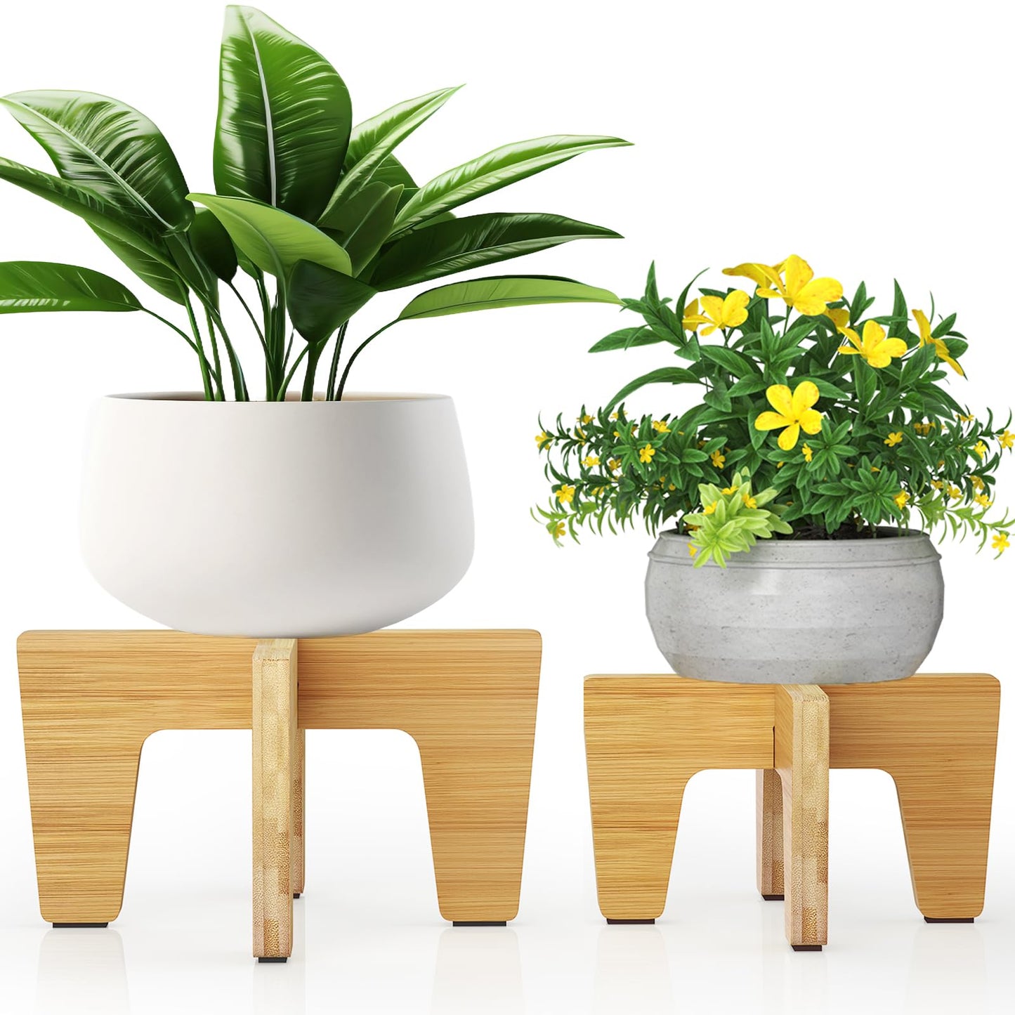 HAWHUV Plant Stand Indoor Outdoor, Plant Holder Sturdy Single Flower Pot Stand Planter Stand Stool Display Decorative for Desktop Counter Room (Natural 2 pack)