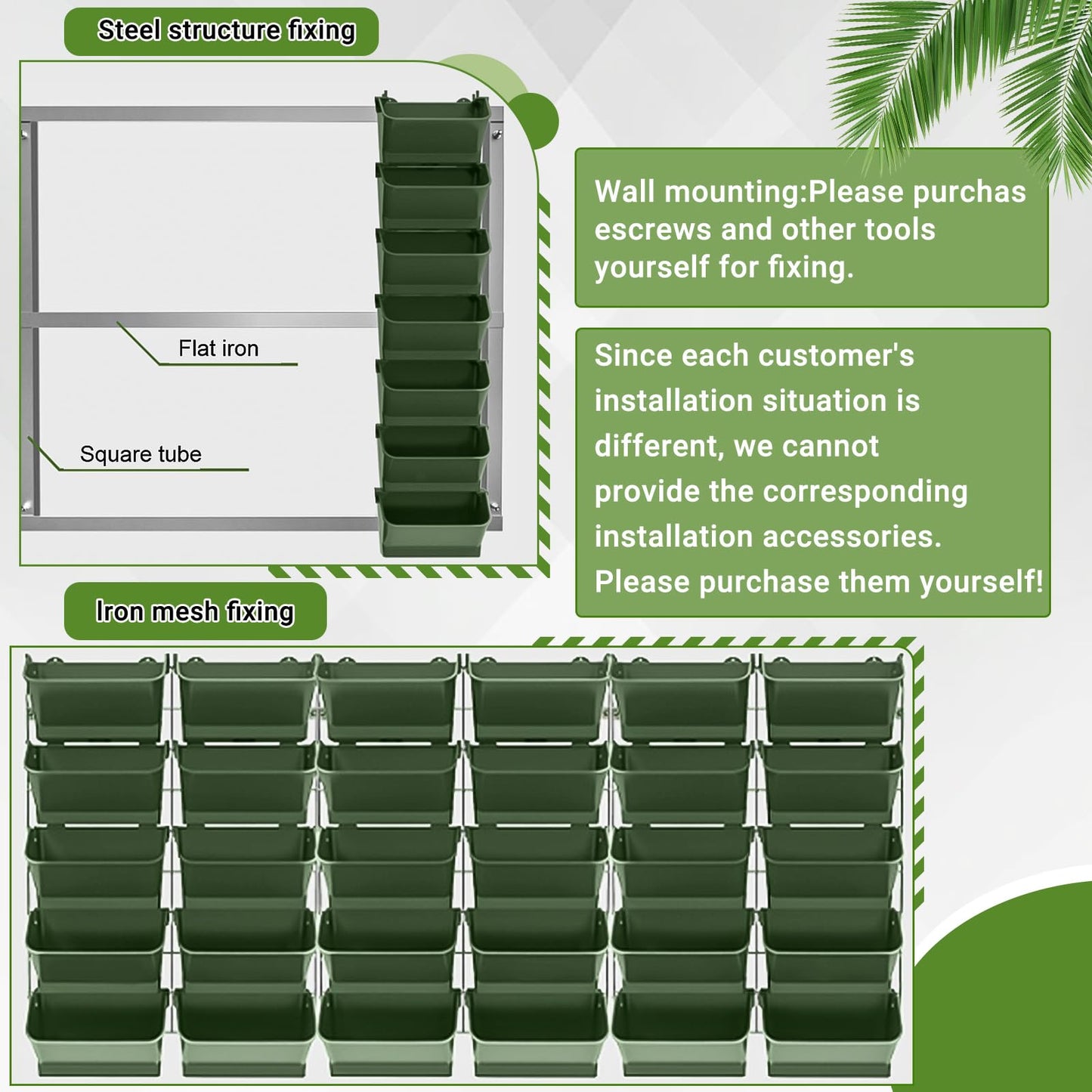 Briwooody 30 Set 60 Pocket Vertical Stackable Wall Planters Kit Outdoor Self Watering Plastic Planter Grow Hang Mount System for Strawberry Flower Vegetable Home Fence Balcony Wall Decor