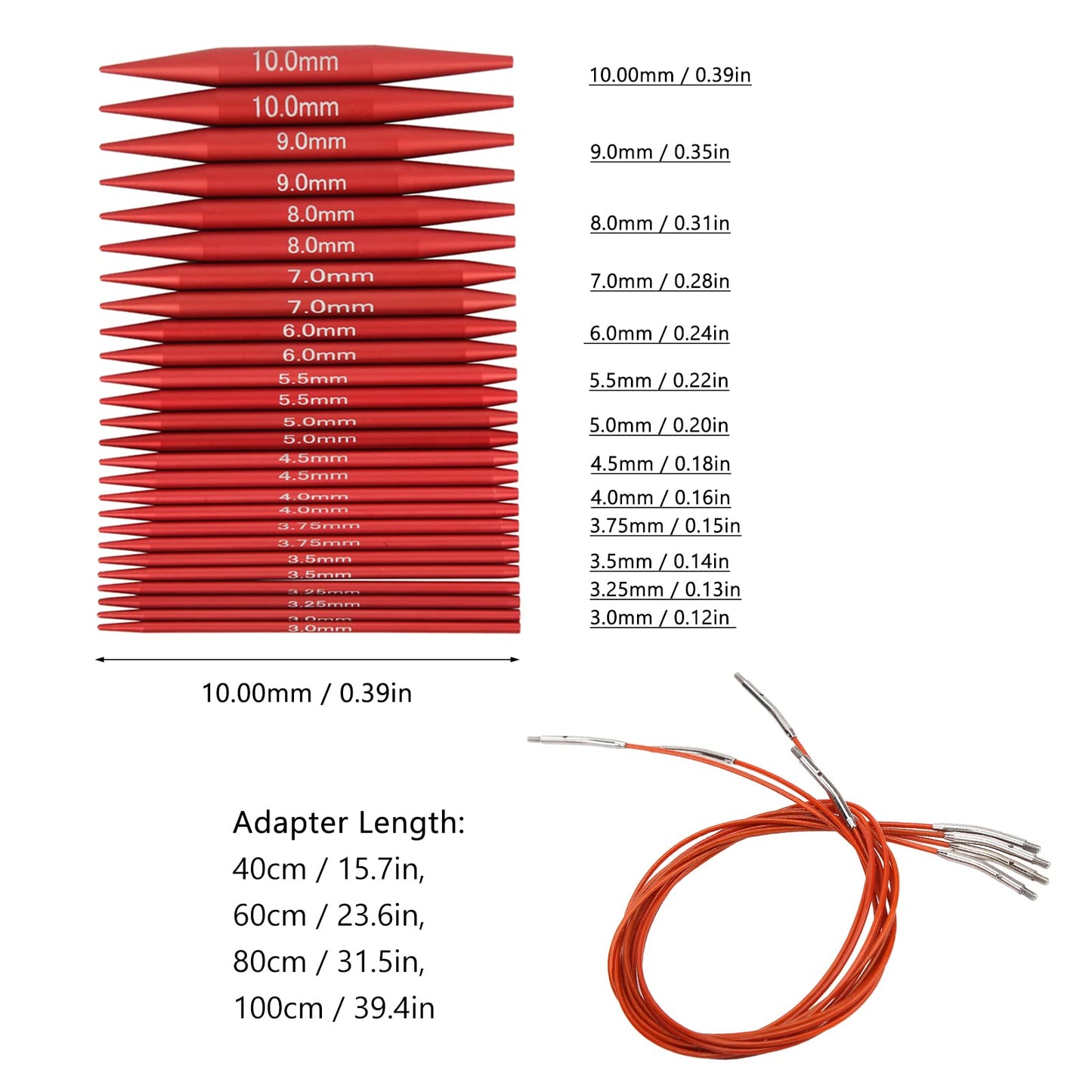 Fayelume Interchangeable Knitting Needles, Circular Knitting Needles Set, with Storage Case and Extension Cable Knit, for Beginners, 3 MM to 10 MM