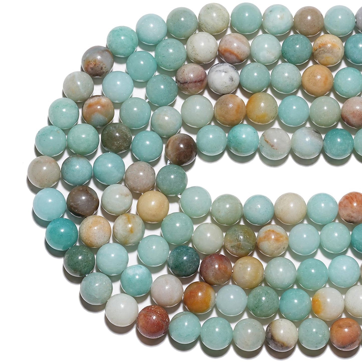 8mm Natural Colorful Amazonite Gemstone Beads Polished Round Smooth Stone Beads for Bracelets Jewelry Making 15inch Loose Beads