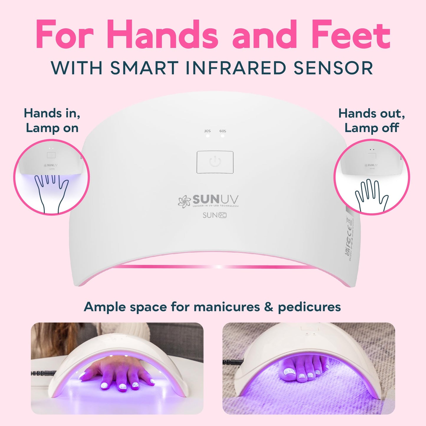 SUNUV UV LED Nail Lamp, Nail Dryer for Gel Polish UV Light for Nails with Sensor 2 Timers SUN9C Pink Gift for Women Girls