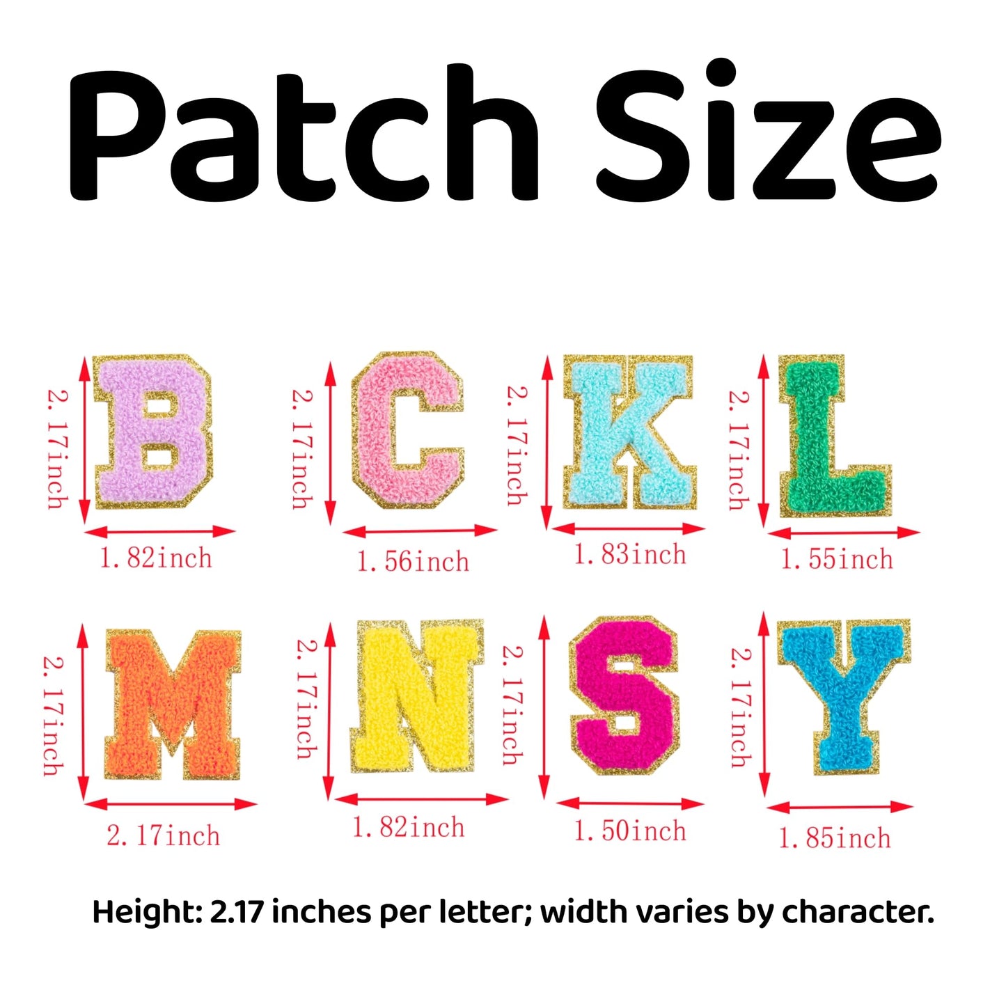 132 Pcs Varsity Letter Patches Kit - 104 Self Adhesive Chenille Letters & 28 Iron On Stars, No-Sew Fabric Patches for Clothes, Jackets, Backpacks, Hats, DIY Crafts (2.17", Multi-Color)