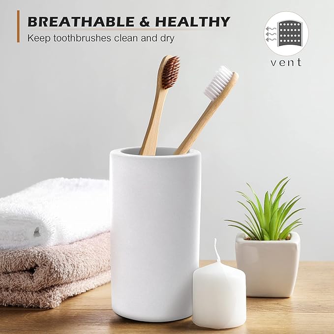 Diatomite Toothbrush Holder, BOJDOPIE Water Absorption Quick Drying Bathroom Countertop Organizer, Stand Cup for Toothpaste Makeup Brushes Razors