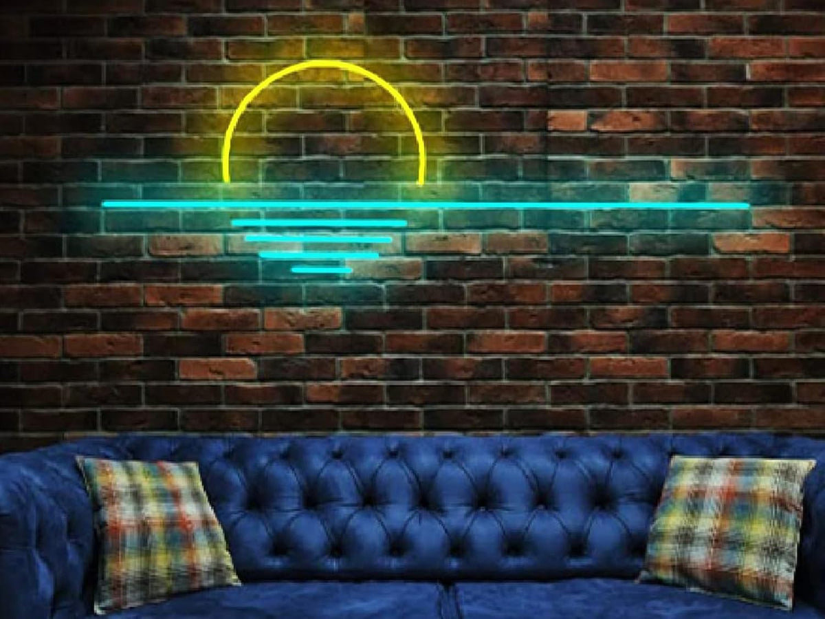 LED Decorative Lights USB Mountains Sunrise Sunset Led Neon Signs Home Decoration Wall Art Holiday Gift Brightness Adjustable 16.5''x9.5''