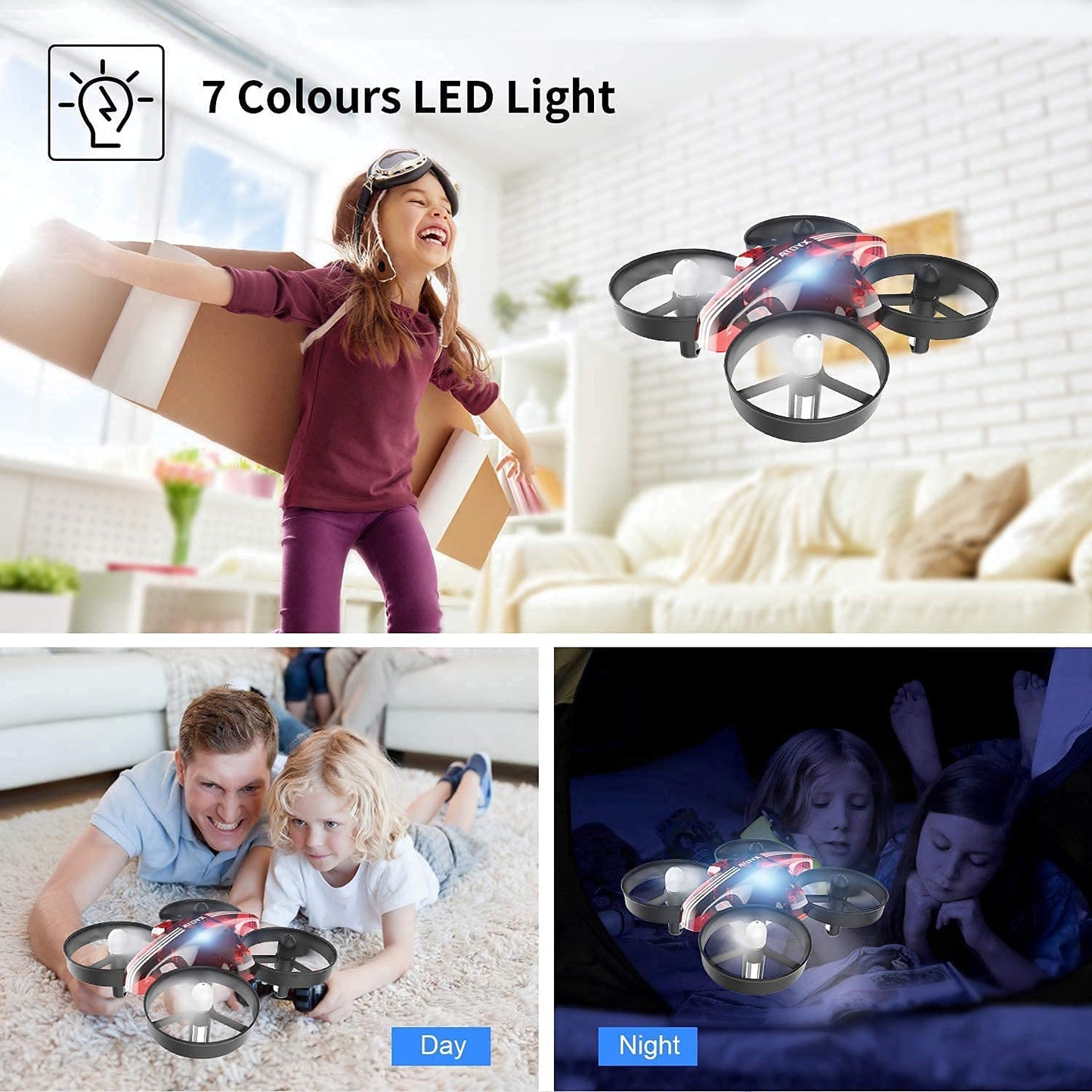 Mini Drone for Kids & Beginners, Indoor Portable Hand Operated/RC Nano Helicopter Quadcopter,Auto Hovering,3D Flips,Birthday＆ Children's Day Gift for Boys and Girls,Auto Hovering, Headless Mode & Remote Control, Red.4-blade design-ATOYX