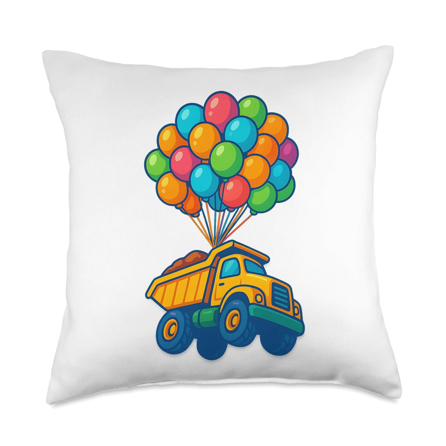 Flying Cartoon Dump Toy Lover Balloons Funny Construction Throw Pillow