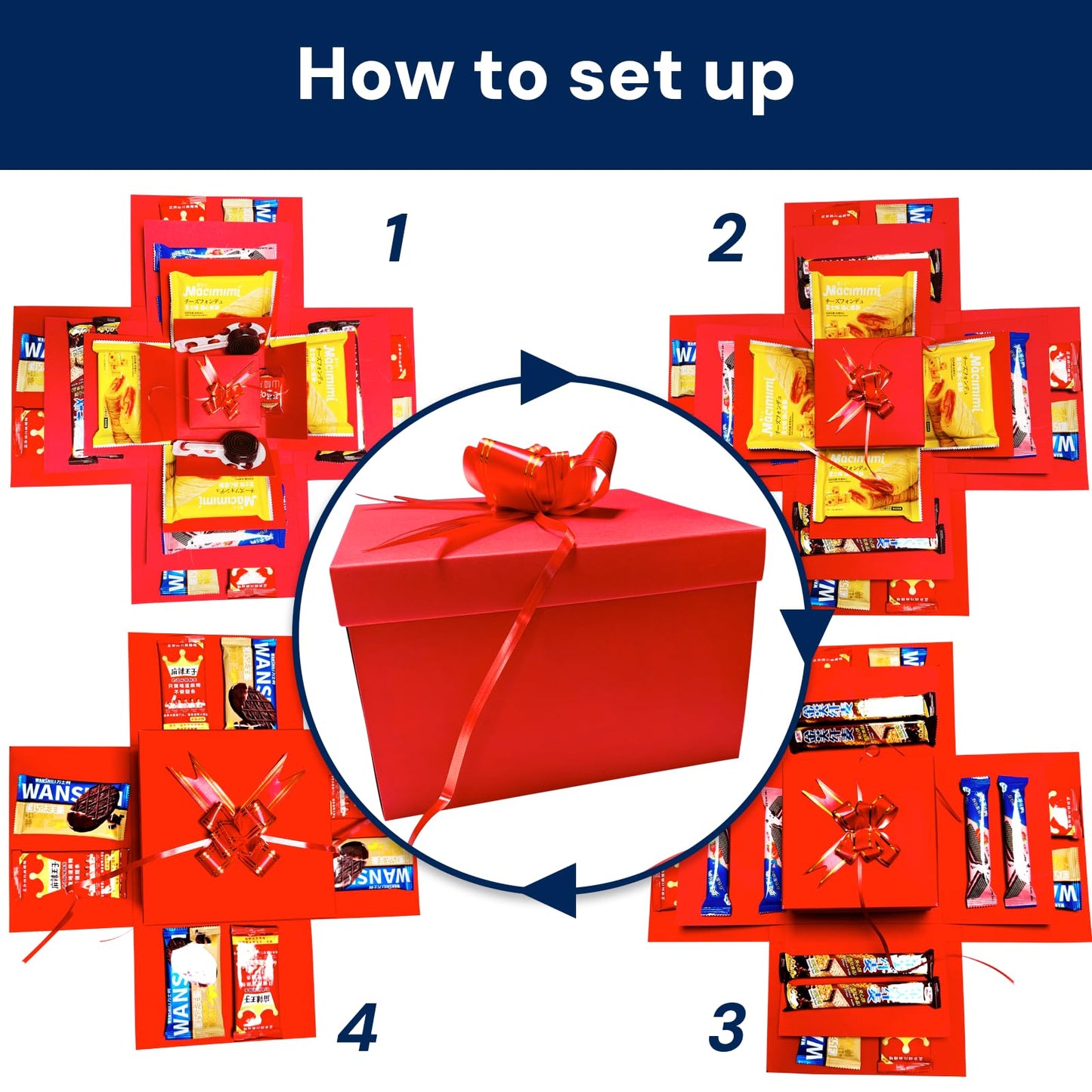 Hryan 5 Layer Gift Box, Multi Layered Explosion Photo DIY Box, Creative Surprise Picture Gift for Important Days and Holidays. (RED)