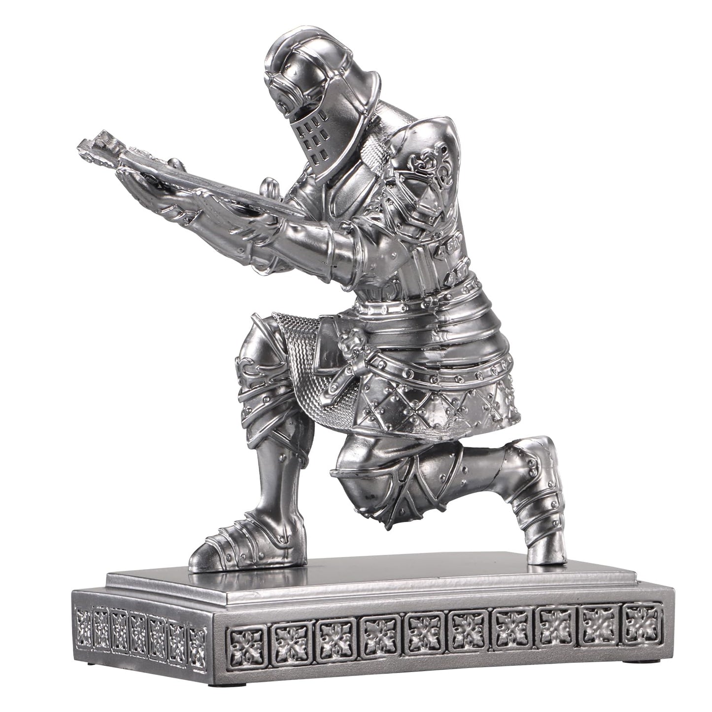 Ofiedx Knight Desk Decor for Men, Medieval Warrior Statue Pen Holder with Sword Letter Opener, Resin Office Ornament, Unique Gift for Dad Husband Boyfriend Boss