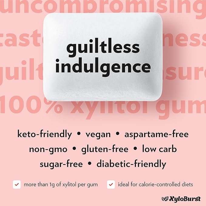 XyloBurst Gum | Xylitol Chewing Gum | Sugar Free, Gluten Free, Keto Friendly | Aspartame Free Gum | Cinnamon | 500-Count Bag