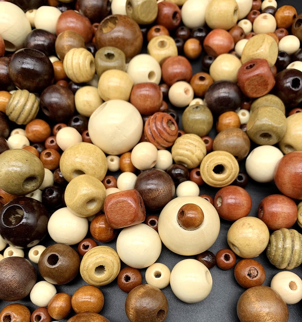520pcs Wooden Beads for Jewelry Making Adults, Assorted Wood Beads for Jewelry Bracelets Necklace Earring Making DIY Craft Project