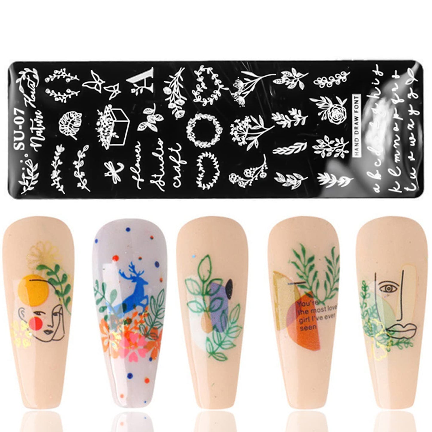 SILPECWEE 8 Pieces Nail Stamping Plate Flower Leaf Holiday Nail Stamps Nail Art Stencils Stamping Plates For Nails Manicure Stamping Kit
